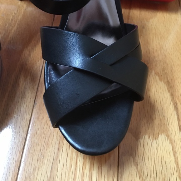 Coach 8.5 Dani Veg Leather Black Platforms Sandals - Picture 3 of 10